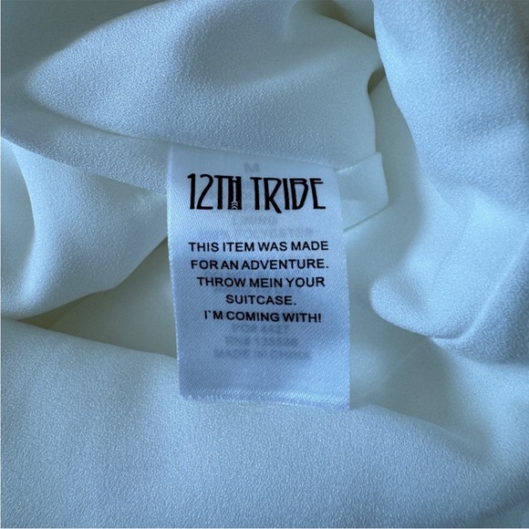 NWT 12th Tribe White Velma Feathered Strapless Jumpsuit - Picture 7 of 9